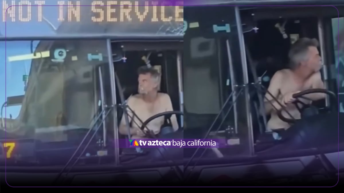 VIDEO: ¡Sin camisa y al volante! Captan a hombre conduciendo un autobús sin parabrisas en California