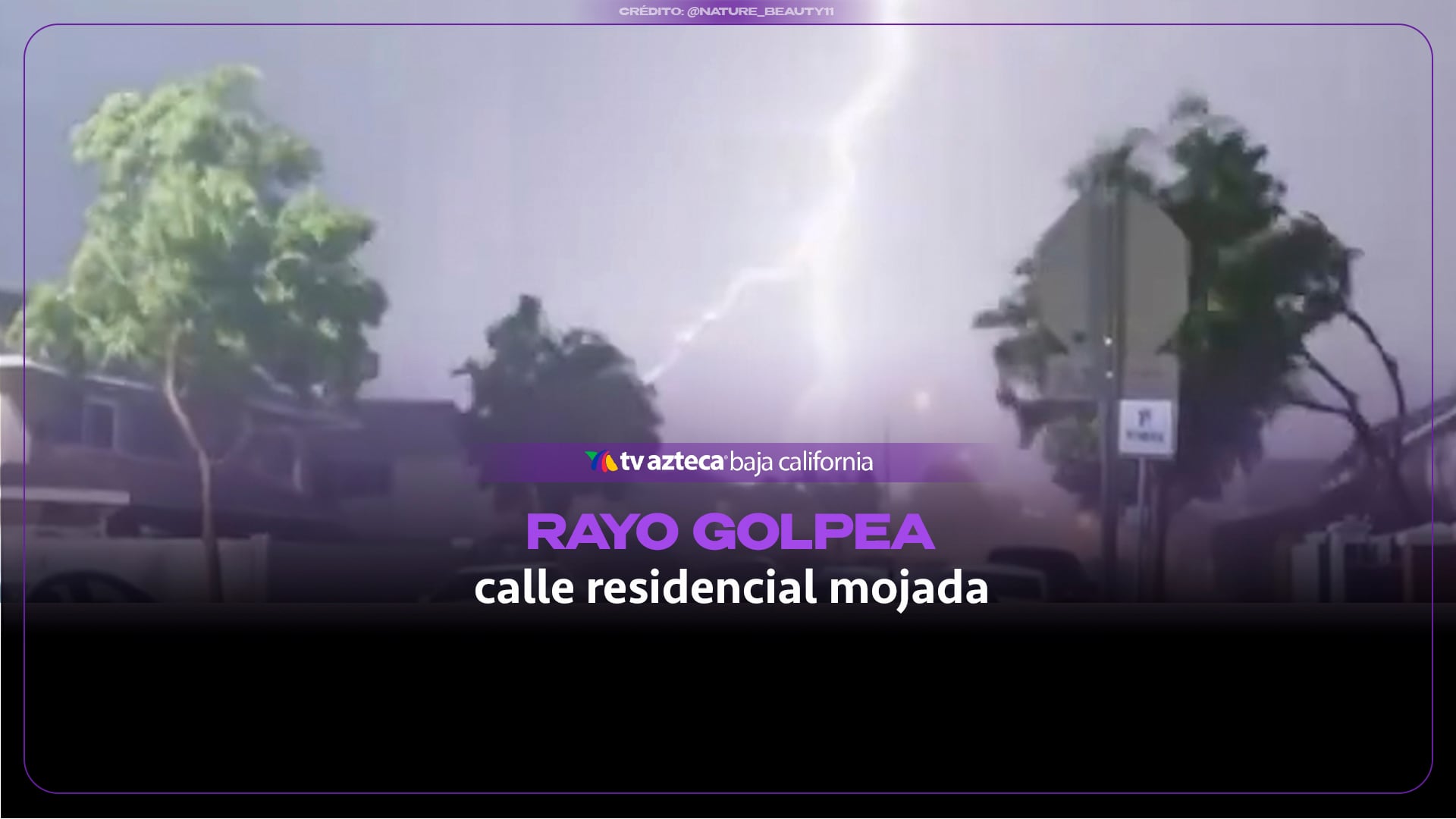 La fuerza de un rayo queda captada a pocos metros en una calle residencial